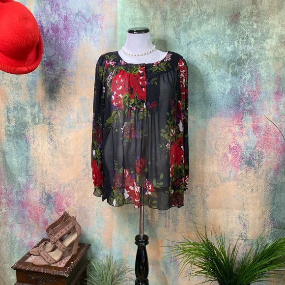 ๐Belissimo Beautiful Floral light transparent Top - Picture 13 of 14